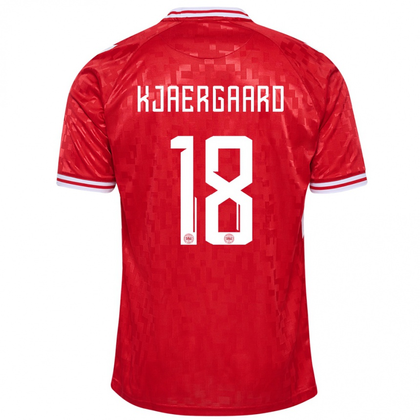 Niño Fútbol Camiseta Dinamarca Maurits Kjaergaard #18 Rojo 1ª Equipación 24-26 México