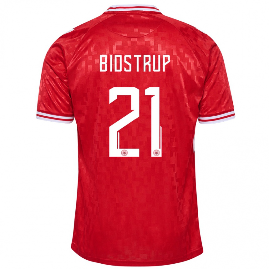 Niño Fútbol Camiseta Dinamarca Mads Bidstrup #21 Rojo 1ª Equipación 24-26 México