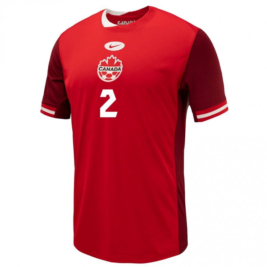 Niño Fútbol Camiseta Canadá Noah Abatneh #2 Rojo 1ª Equipación 24-26 México