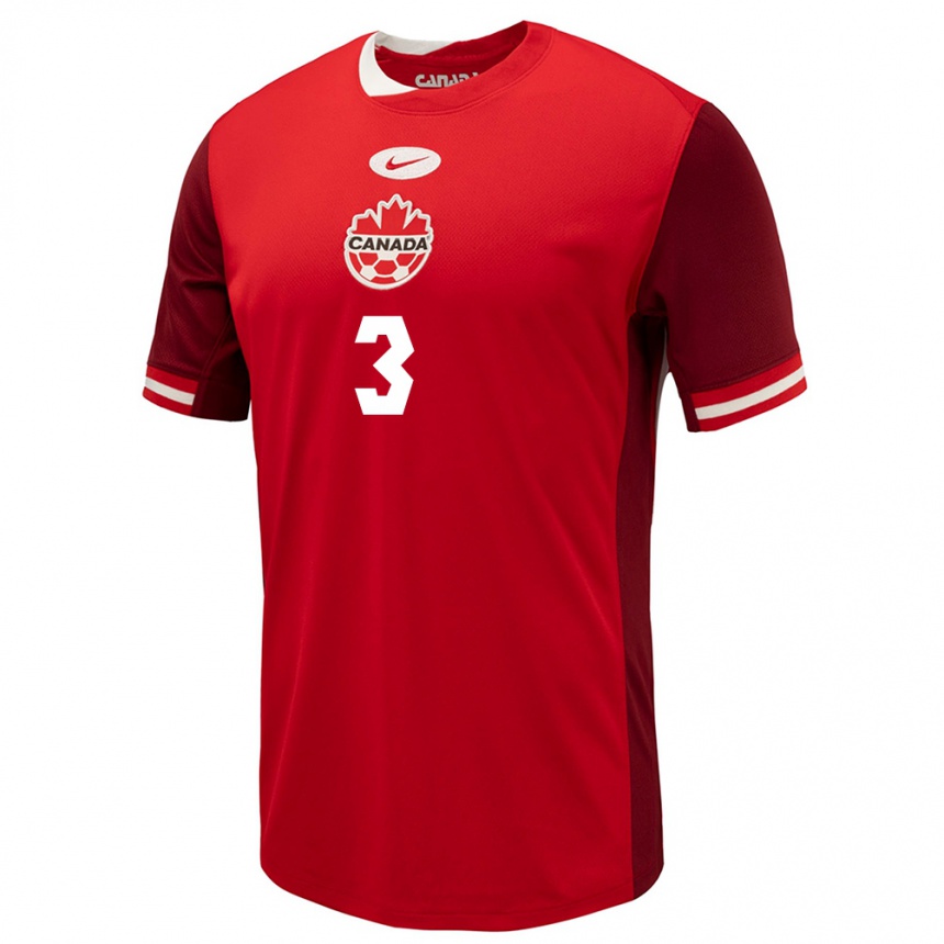 Niño Fútbol Camiseta Canadá Samuel Adekugbe #3 Rojo 1ª Equipación 24-26 México