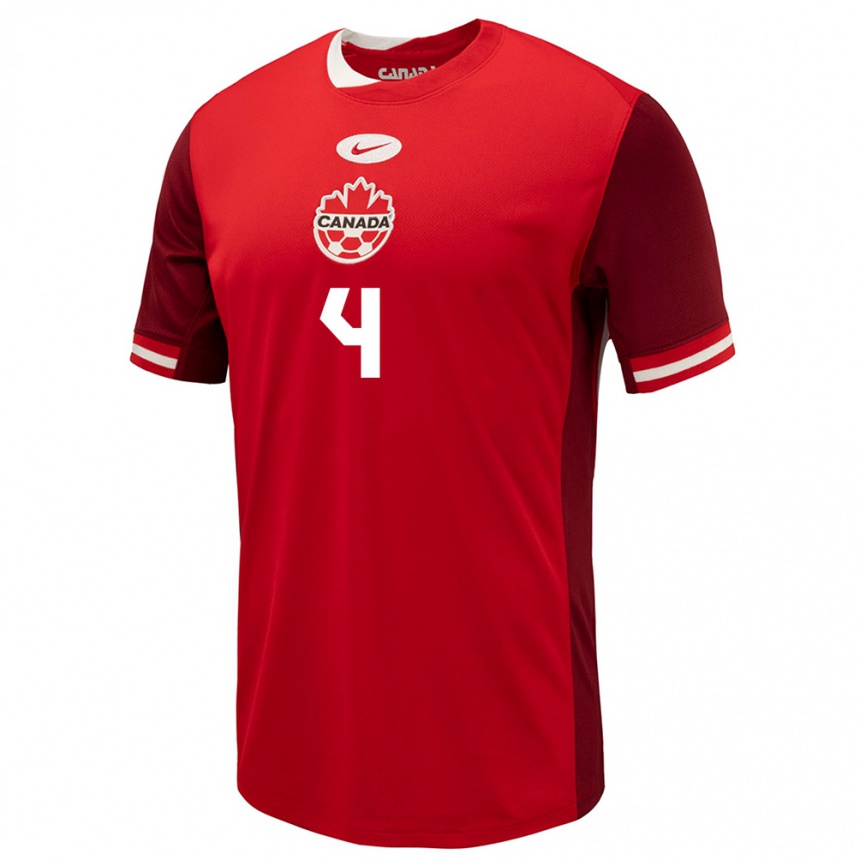 Niño Fútbol Camiseta Canadá Kamal Miller #4 Rojo 1ª Equipación 24-26 México