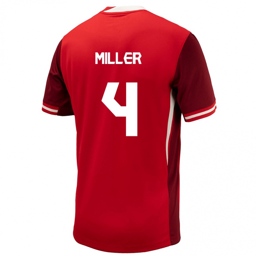 Niño Fútbol Camiseta Canadá Kamal Miller #4 Rojo 1ª Equipación 24-26 México