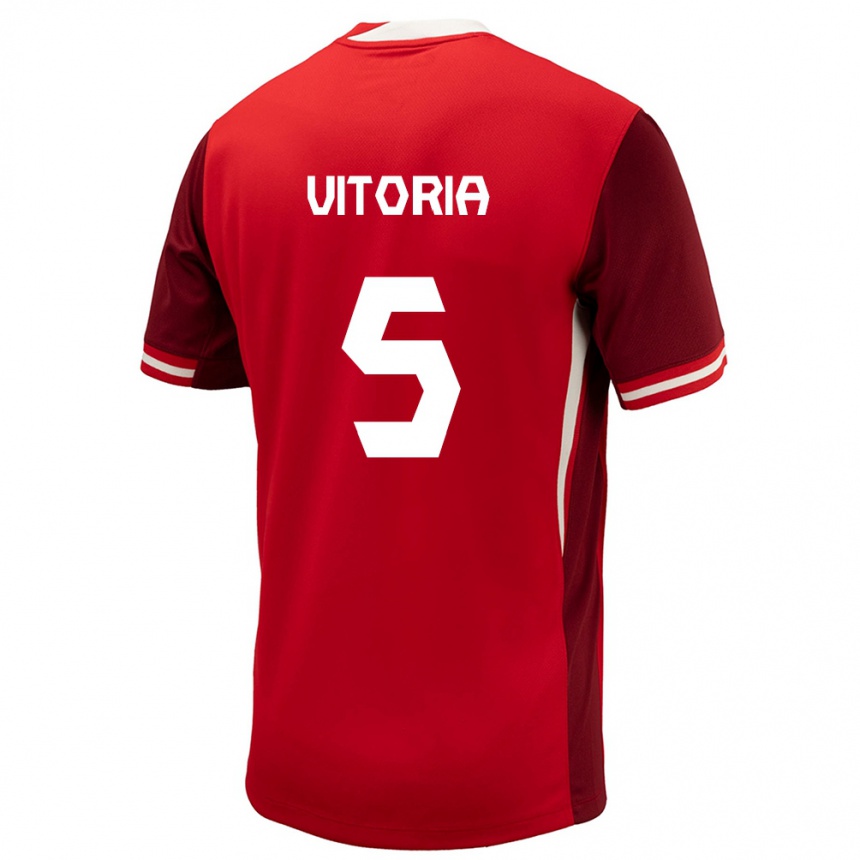 Niño Fútbol Camiseta Canadá Steven Vitoria #5 Rojo 1ª Equipación 24-26 México