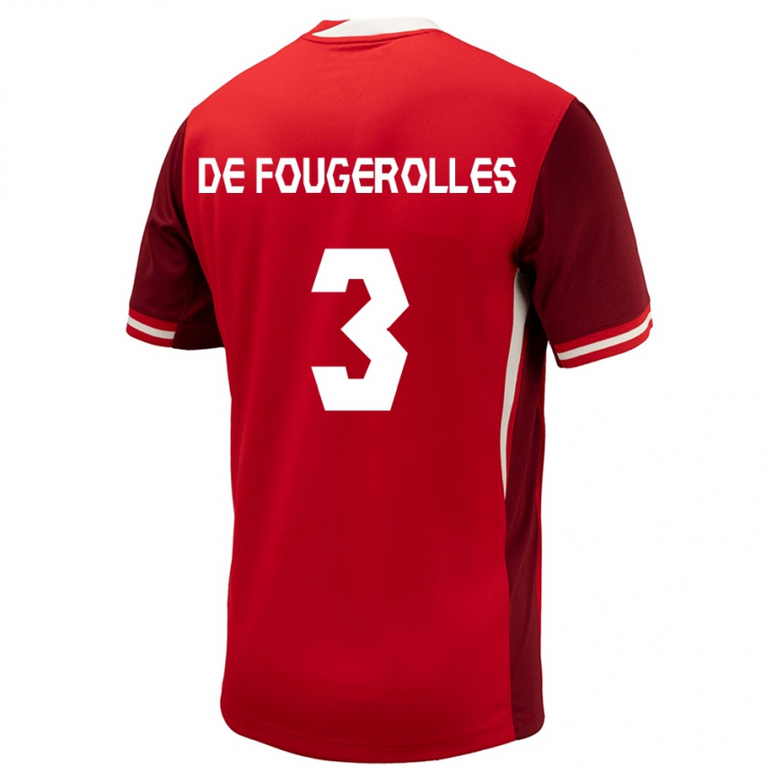 Niño Fútbol Camiseta Canadá Luc De Fougerolles #3 Rojo 1ª Equipación 24-26 México