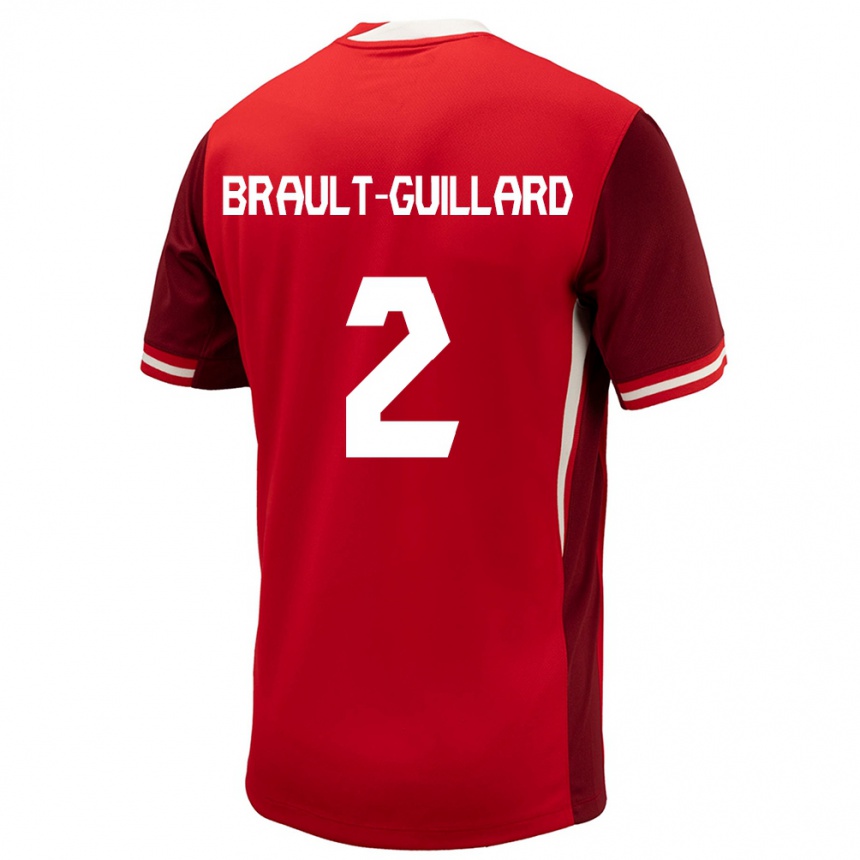 Niño Fútbol Camiseta Canadá Zachary Brault-Guillard #2 Rojo 1ª Equipación 24-26 México