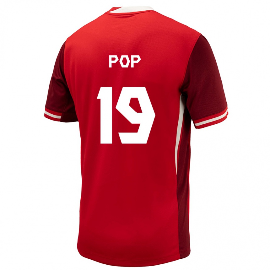 Niño Fútbol Camiseta Canadá Erik Pop #19 Rojo 1ª Equipación 24-26 México