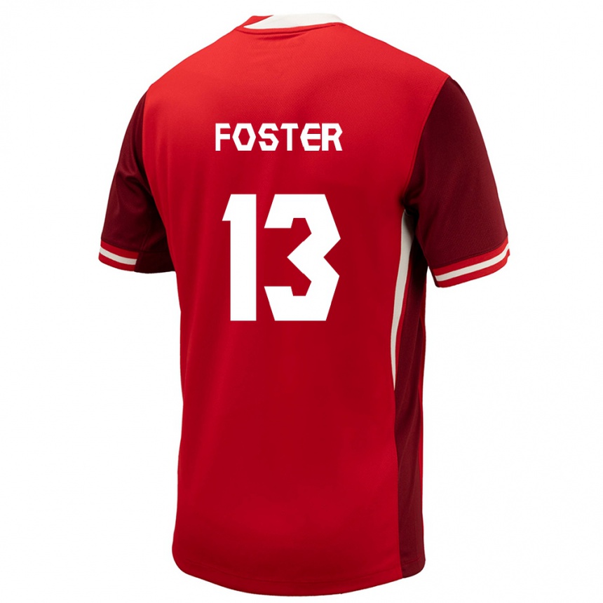 Niño Fútbol Camiseta Canadá Rylee Foster #13 Rojo 1ª Equipación 24-26 México