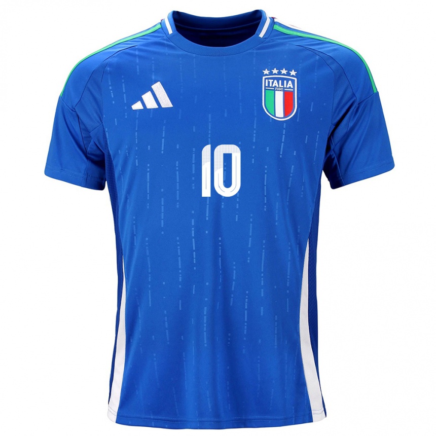 Niño Fútbol Camiseta Italia Simone Pafundi #10 Azul 1ª Equipación 24-26 México