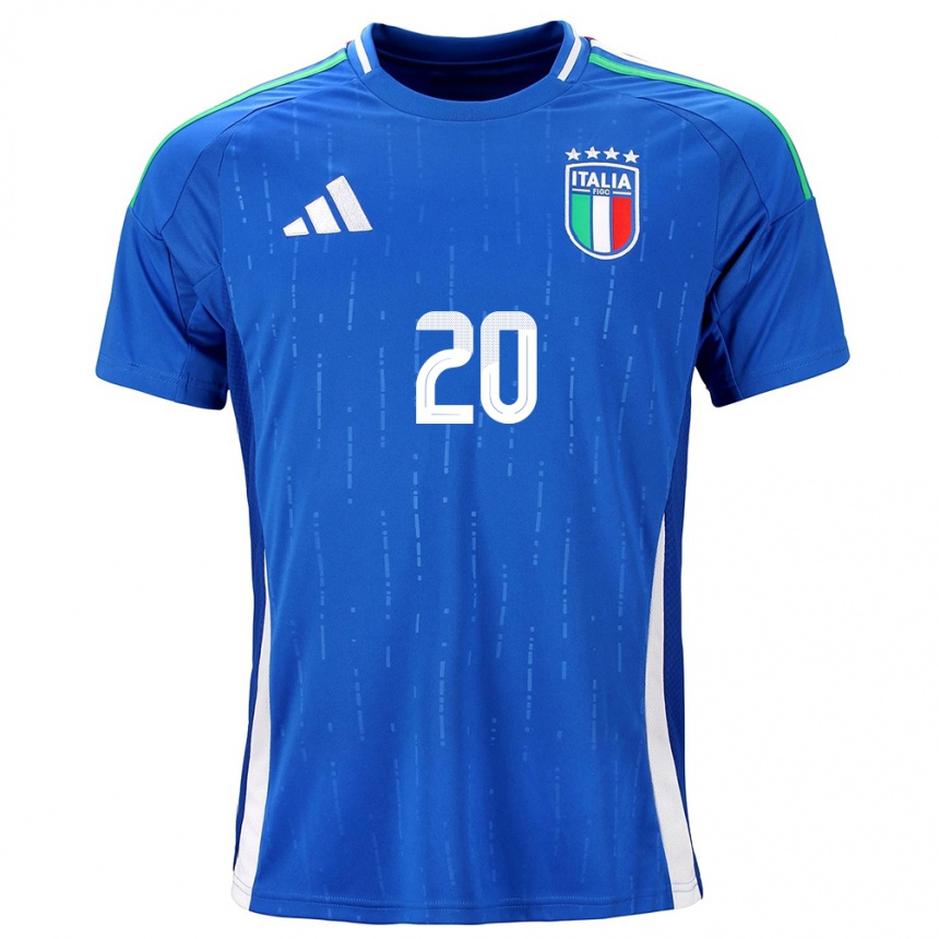 Niño Fútbol Camiseta Italia Nicolò Zaniolo #20 Azul 1ª Equipación 24-26 México