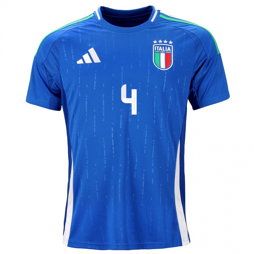 Niño Fútbol Camiseta Italia Alessandro Buongiorno #4 Azul 1ª Equipación 24-26 México