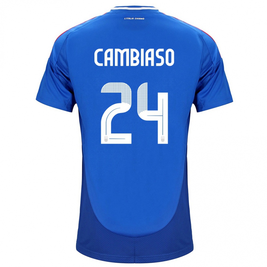 Niño Fútbol Camiseta Italia Andrea Cambiaso #24 Azul 1ª Equipación 24-26 México