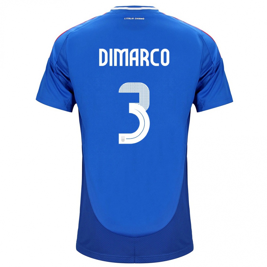 Niño Fútbol Camiseta Italia Federico Dimarco #3 Azul 1ª Equipación 24-26 México