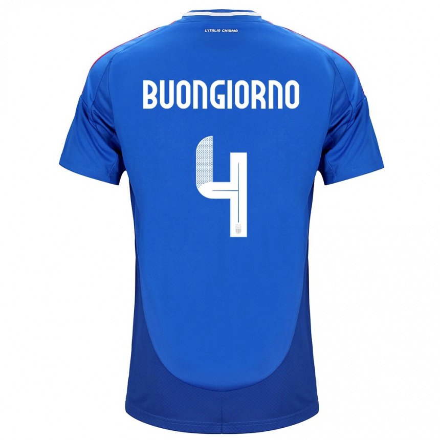 Niño Fútbol Camiseta Italia Alessandro Buongiorno #4 Azul 1ª Equipación 24-26 México