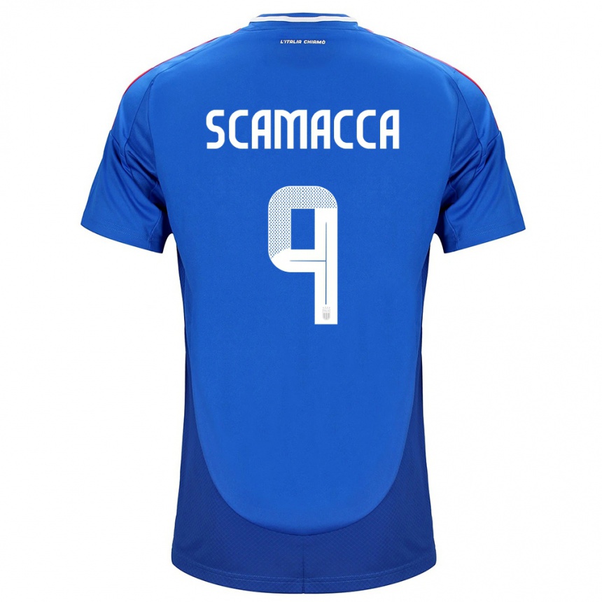 Niño Fútbol Camiseta Italia Gianluca Scamacca #9 Azul 1ª Equipación 24-26 México