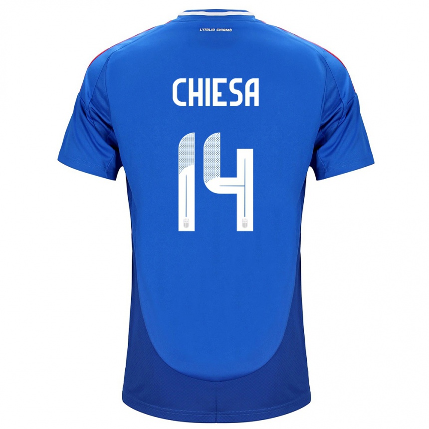 Niño Fútbol Camiseta Italia Federico Chiesa #14 Azul 1ª Equipación 24-26 México