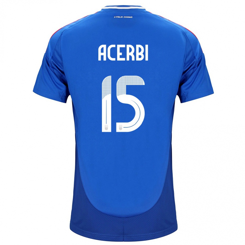 Niño Fútbol Camiseta Italia Francesco Acerbi #15 Azul 1ª Equipación 24-26 México