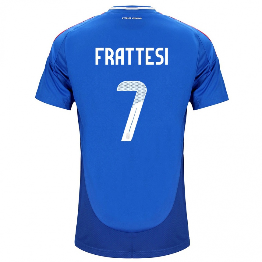 Niño Fútbol Camiseta Italia Davide Frattesi #7 Azul 1ª Equipación 24-26 México