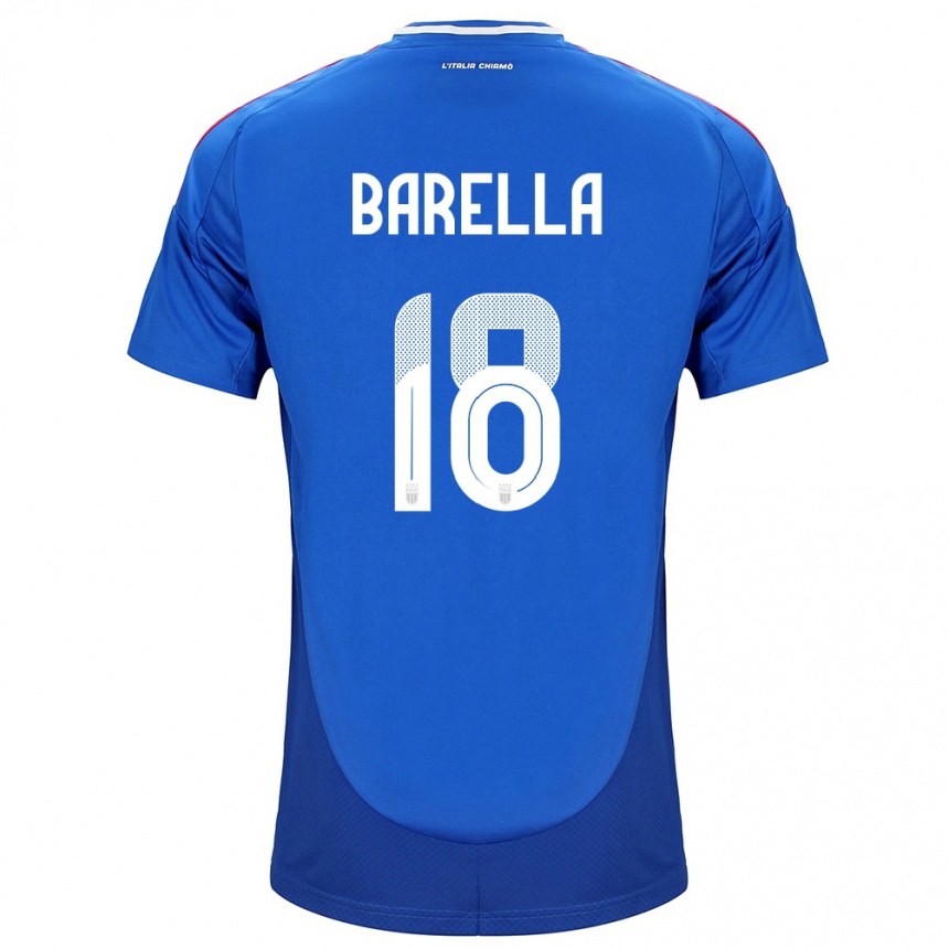 Niño Fútbol Camiseta Italia Nicolò Barella #18 Azul 1ª Equipación 24-26 México