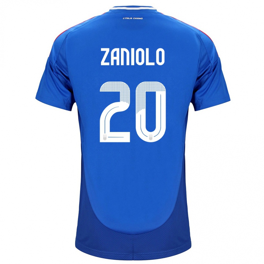 Niño Fútbol Camiseta Italia Nicolò Zaniolo #20 Azul 1ª Equipación 24-26 México