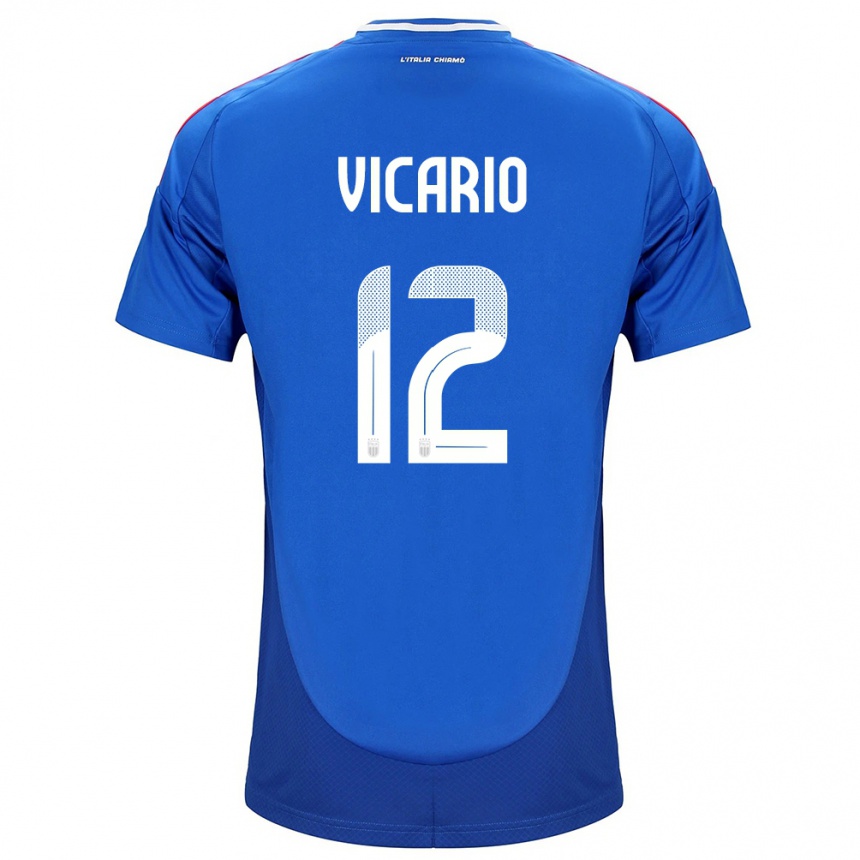 Niño Fútbol Camiseta Italia Guglielmo Vicario #12 Azul 1ª Equipación 24-26 México