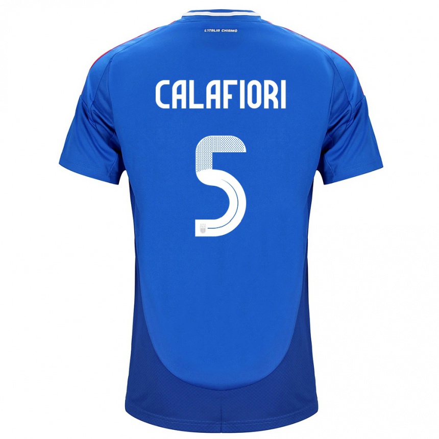 Niño Fútbol Camiseta Italia Riccardo Calafiori #5 Azul 1ª Equipación 24-26 México