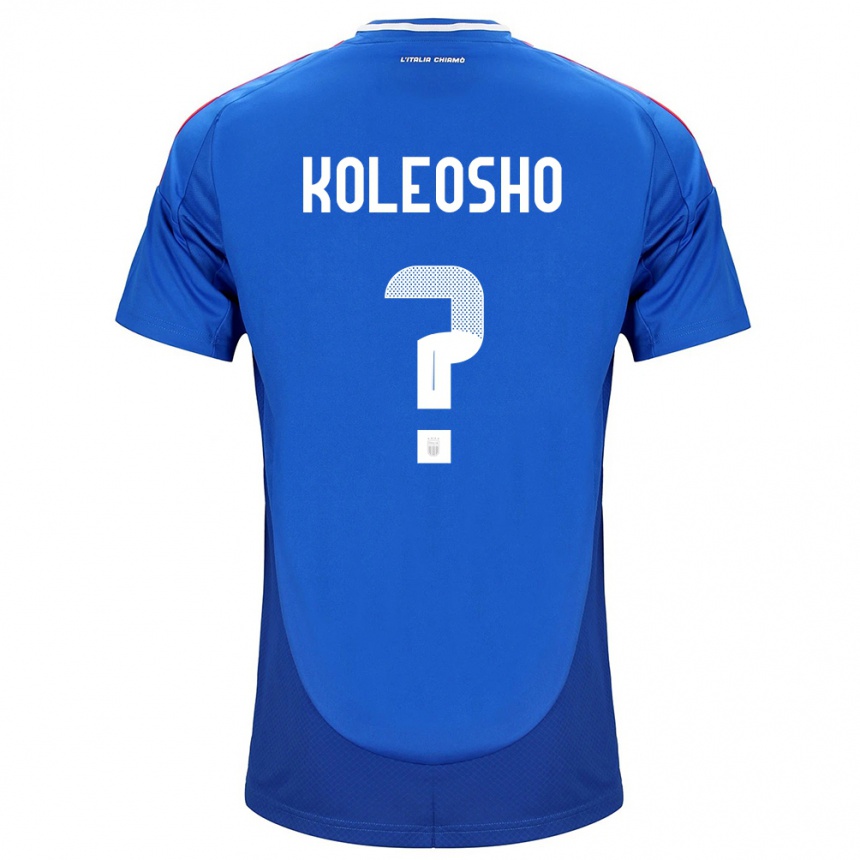 Niño Fútbol Camiseta Italia Luca Koleosho #0 Azul 1ª Equipación 24-26 México