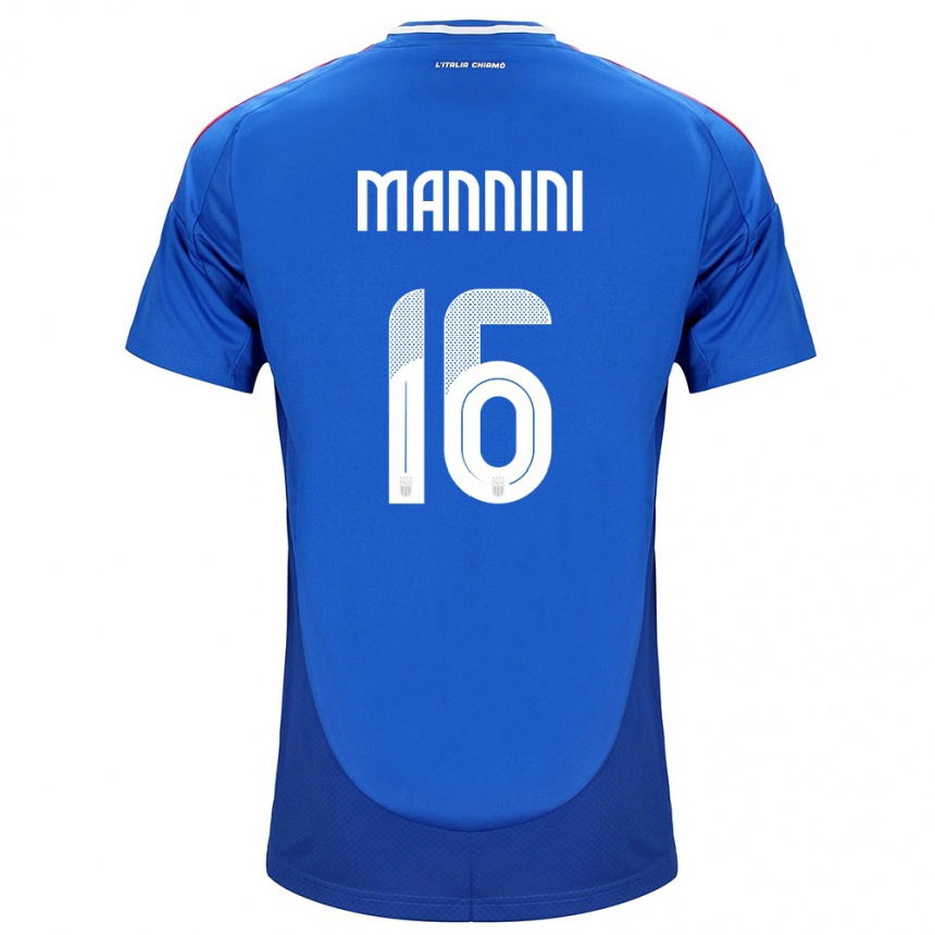 Niño Fútbol Camiseta Italia Mattia Mannini #16 Azul 1ª Equipación 24-26 México