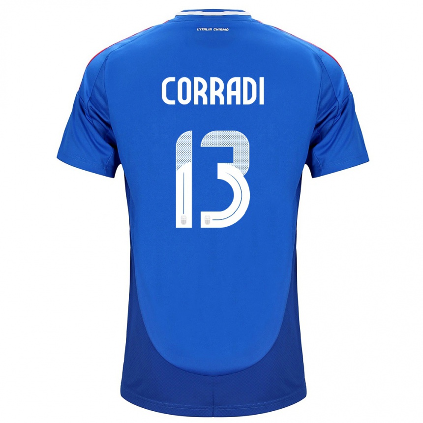 Niño Fútbol Camiseta Italia Christian Corradi #13 Azul 1ª Equipación 24-26 México