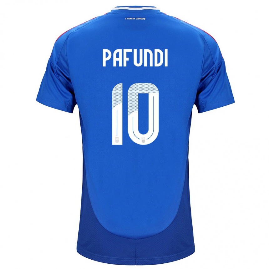 Niño Fútbol Camiseta Italia Simone Pafundi #10 Azul 1ª Equipación 24-26 México