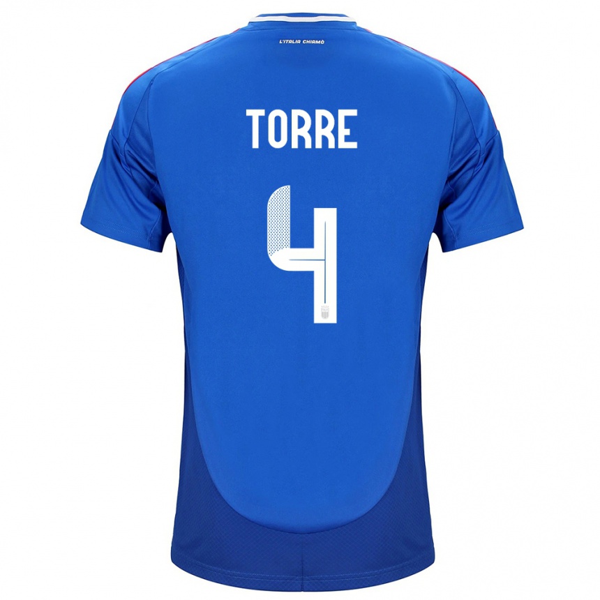 Niño Fútbol Camiseta Italia Pietro La Torre #4 Azul 1ª Equipación 24-26 México