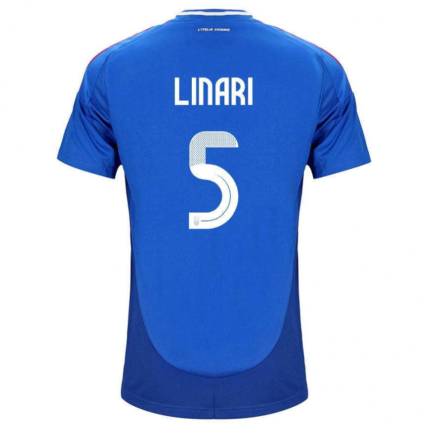 Niño Fútbol Camiseta Italia Elena Linari #5 Azul 1ª Equipación 24-26 México