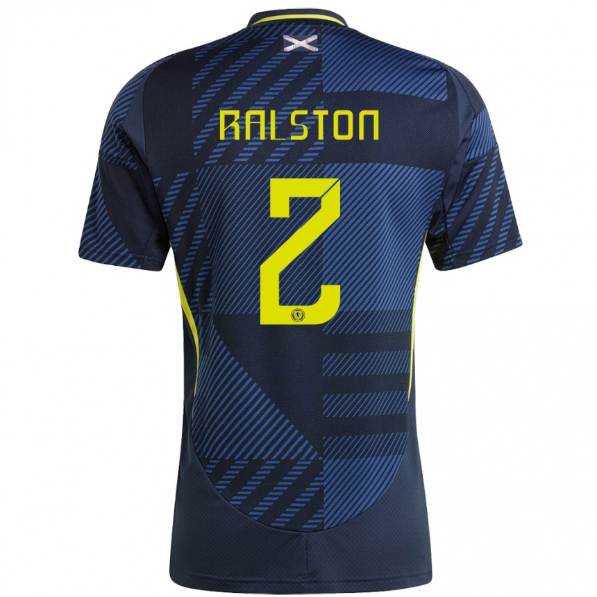 Niño Fútbol Camiseta Escocia Anthony Ralston #2 Azul Oscuro 1ª Equipación 24-26 México