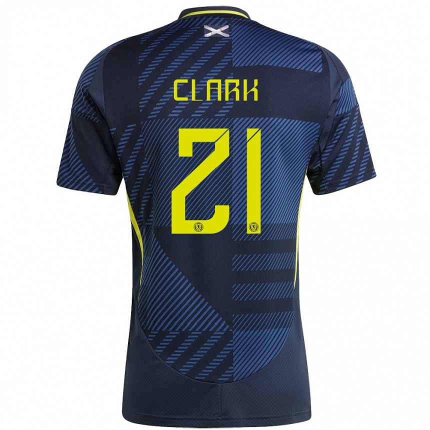 Niño Fútbol Camiseta Escocia Zander Clark #21 Azul Oscuro 1ª Equipación 24-26 México