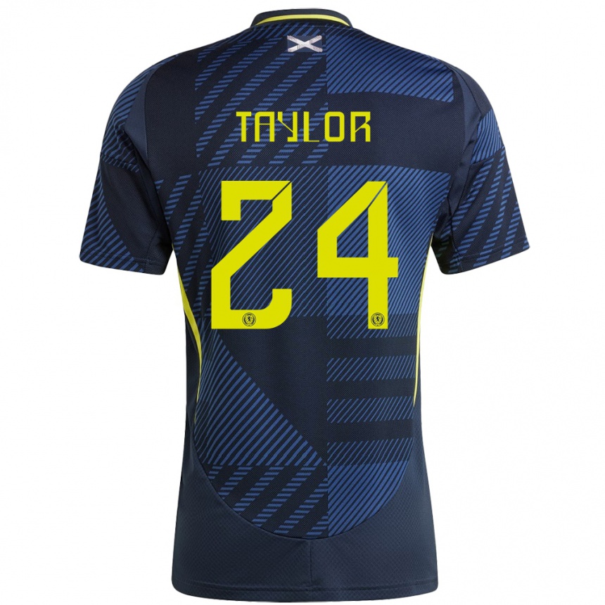 Niño Fútbol Camiseta Escocia Greg Taylor #24 Azul Oscuro 1ª Equipación 24-26 México