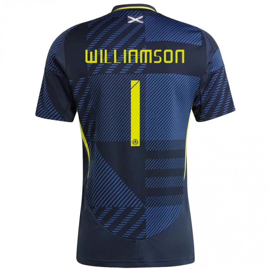 Niño Fútbol Camiseta Escocia Woody Williamson #1 Azul Oscuro 1ª Equipación 24-26 México