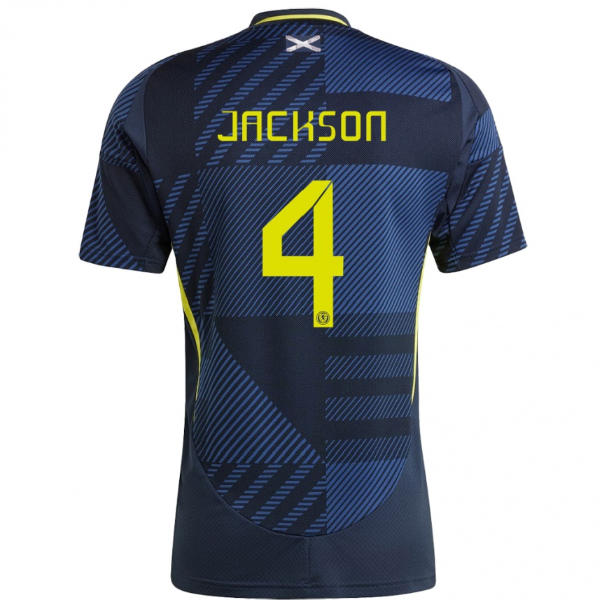 Niño Fútbol Camiseta Escocia Louis Jackson #4 Azul Oscuro 1ª Equipación 24-26 México