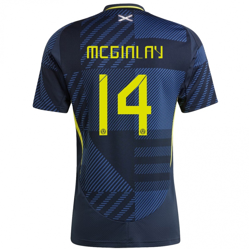 Niño Fútbol Camiseta Escocia Aiden Mcginlay #14 Azul Oscuro 1ª Equipación 24-26 México