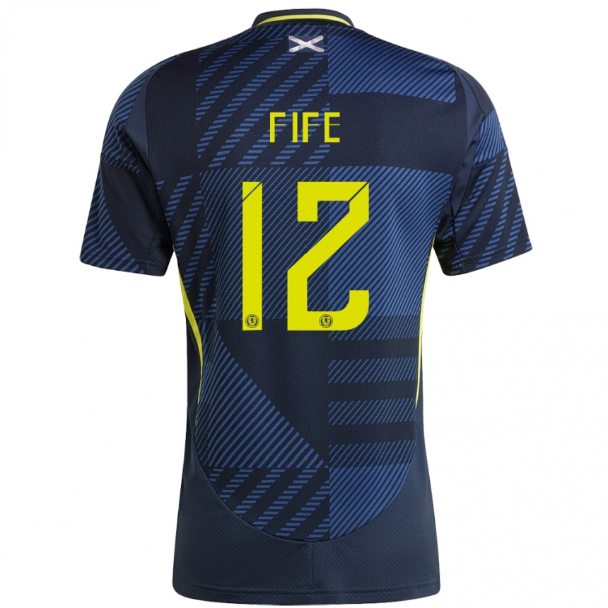 Niño Fútbol Camiseta Escocia Jenna Fife #12 Azul Oscuro 1ª Equipación 24-26 México