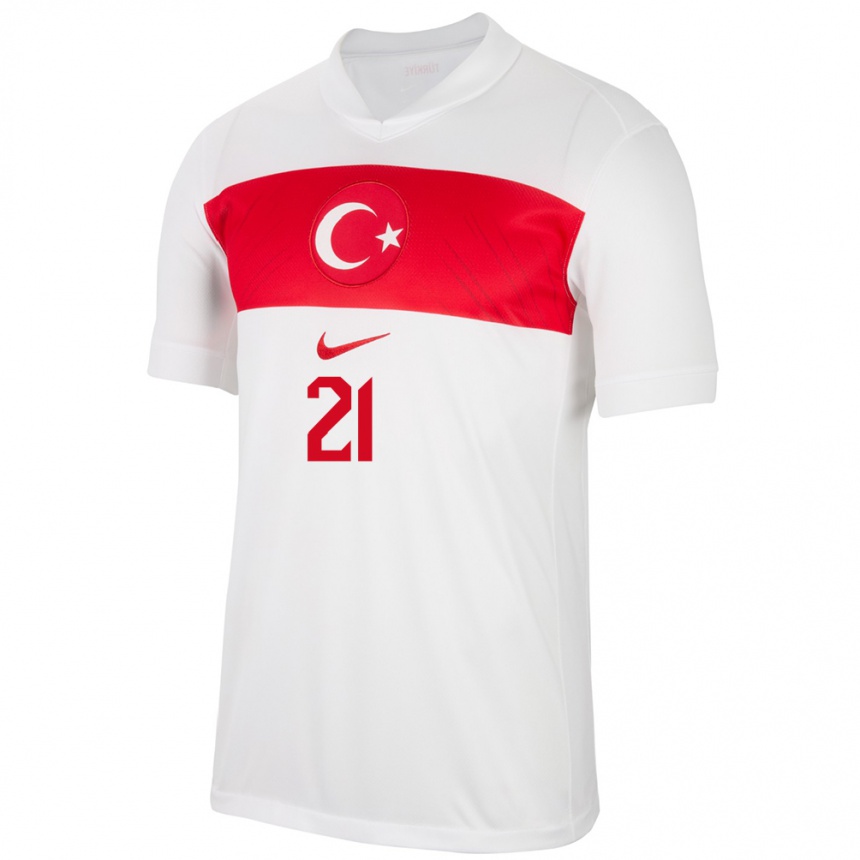 Niño Fútbol Camiseta Turquía Melike Öztürk #21 Blanco 1ª Equipación 24-26 México