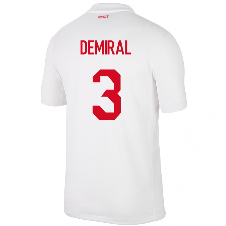 Niño Fútbol Camiseta Turquía Merih Demiral #3 Blanco 1ª Equipación 24-26 México