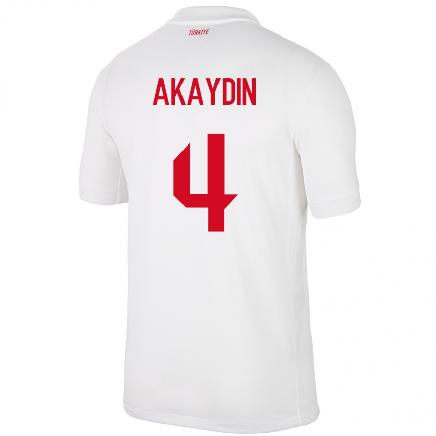 Niño Fútbol Camiseta Turquía Samet Akaydin #4 Blanco 1ª Equipación 24-26 México