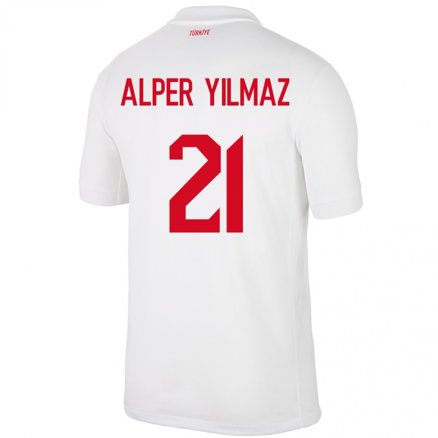 Niño Fútbol Camiseta Turquía Barış Alper Yılmaz #21 Blanco 1ª Equipación 24-26 México