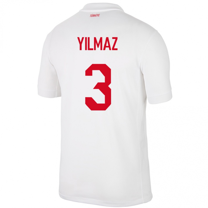 Niño Fútbol Camiseta Turquía Berkay Yılmaz #3 Blanco 1ª Equipación 24-26 México