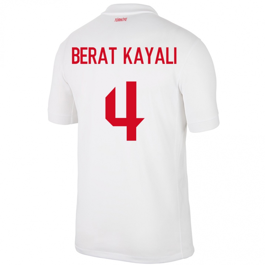 Niño Fútbol Camiseta Turquía Hasan Berat Kayalı #4 Blanco 1ª Equipación 24-26 México