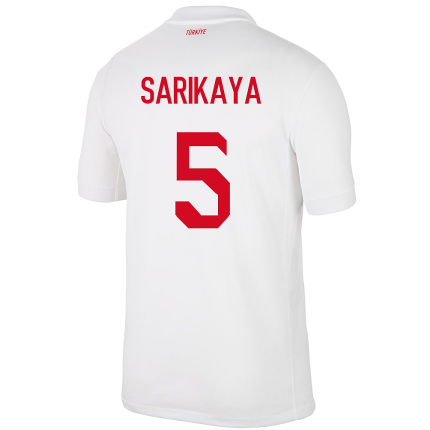 Niño Fútbol Camiseta Turquía Efe Sarıkaya #5 Blanco 1ª Equipación 24-26 México