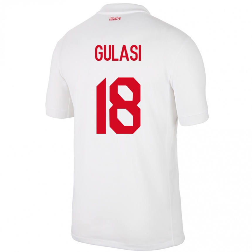 Niño Fútbol Camiseta Turquía Ayman Gulasi #18 Blanco 1ª Equipación 24-26 México