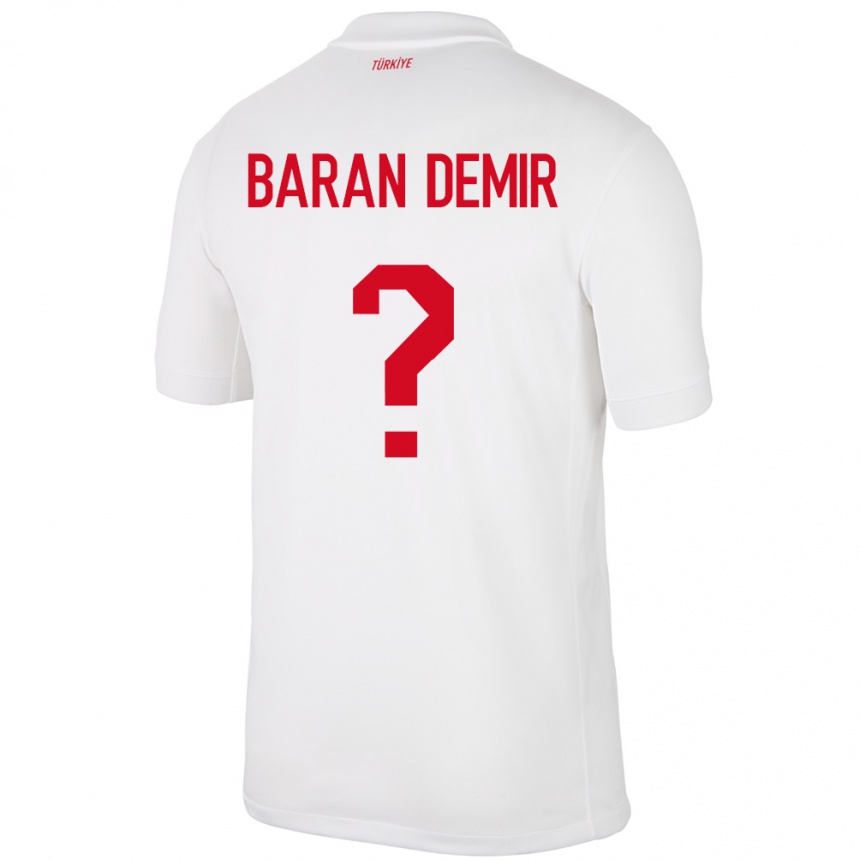 Niño Fútbol Camiseta Turquía Tuna Baran Demir #0 Blanco 1ª Equipación 24-26 México