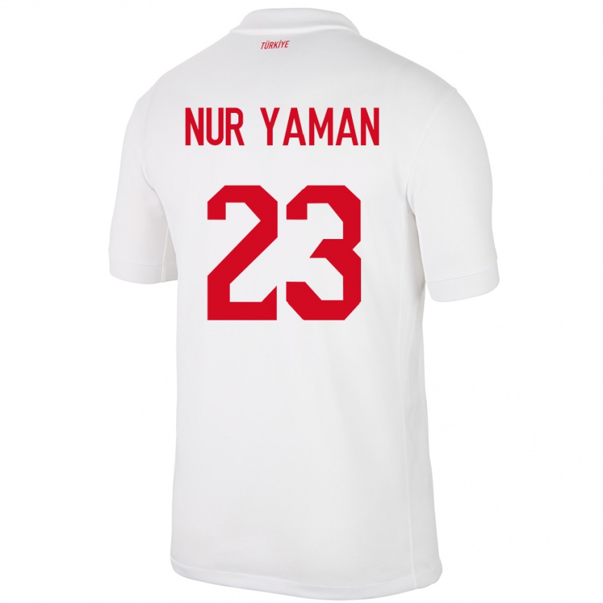 Niño Fútbol Camiseta Turquía Gamze Nur Yaman #23 Blanco 1ª Equipación 24-26 México