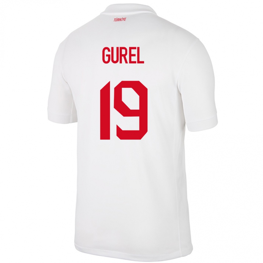 Niño Fútbol Camiseta Turquía Cansu Gürel #19 Blanco 1ª Equipación 24-26 México