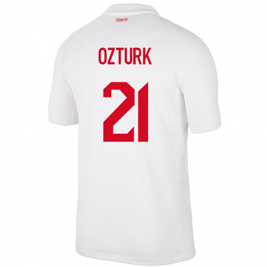 Niño Fútbol Camiseta Turquía Melike Öztürk #21 Blanco 1ª Equipación 24-26 México